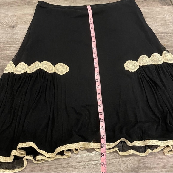 Max Studio 100% Silk Embroidered Black Skirt Size - Picture 7 of 10